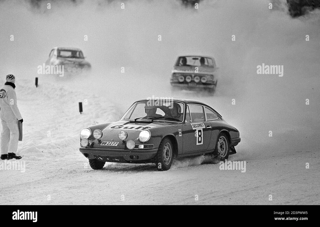 Bjorn Waldegard driving  Porsche Stock Photo