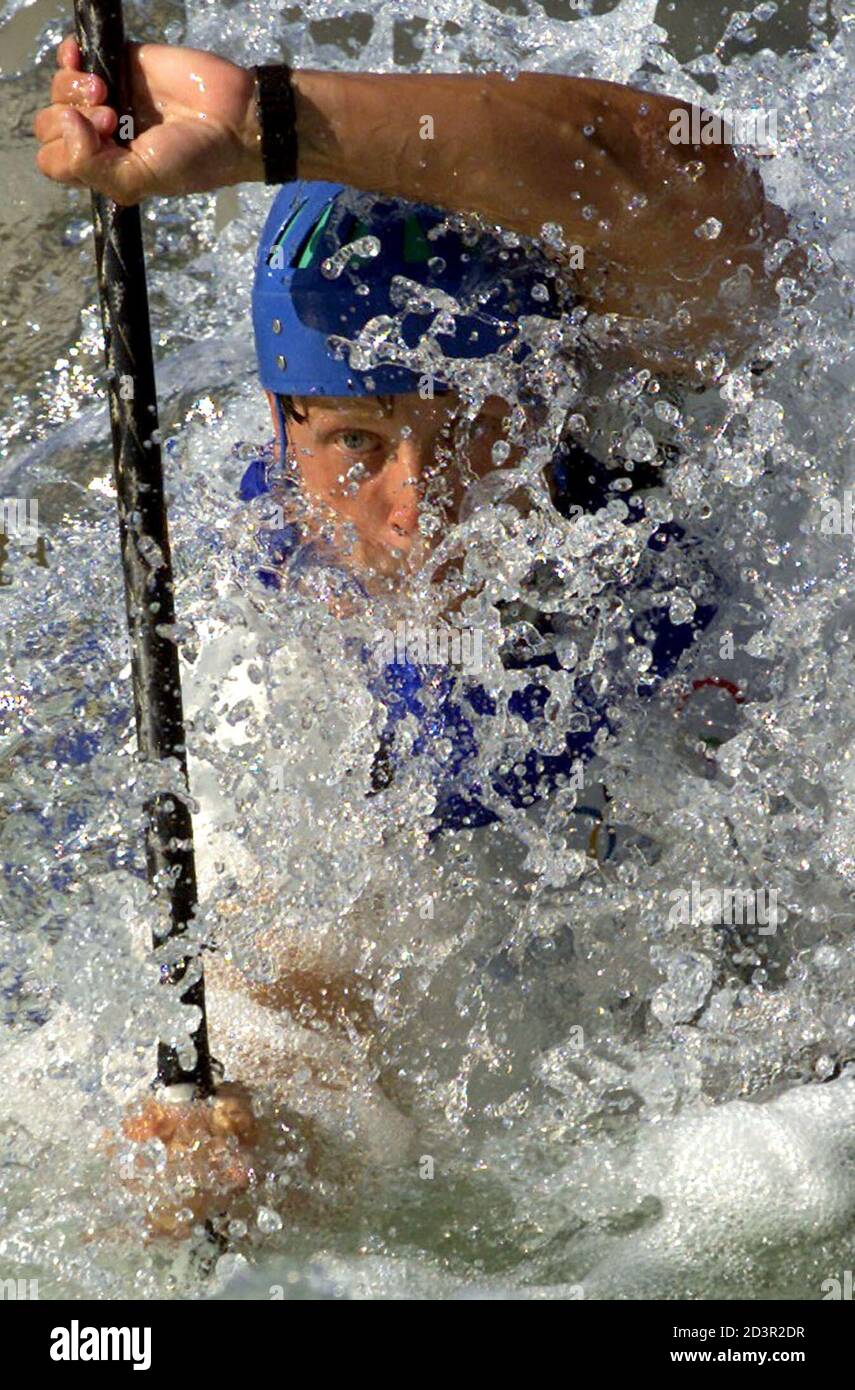 Czech S Jiri Prskavec Paddles During The Men S K 1 Slalom Event At The Olympic Games In Sydney September 20 2000 Prskavec Finished 15th In The Final By Fms Stock Photo Alamy
