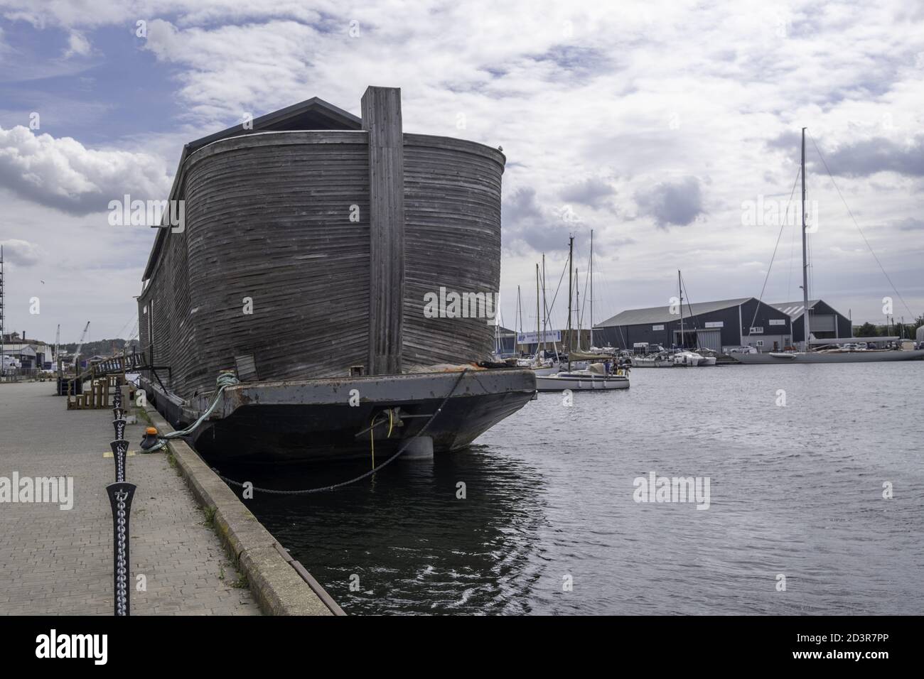 IPSWICH, UNITED KINGDOM - Aug 04, 2020: Noah's Ark, which is in Ipswich Haven Marina. It is a museum featuring wooden sculptures that tell bible stori Stock Photo