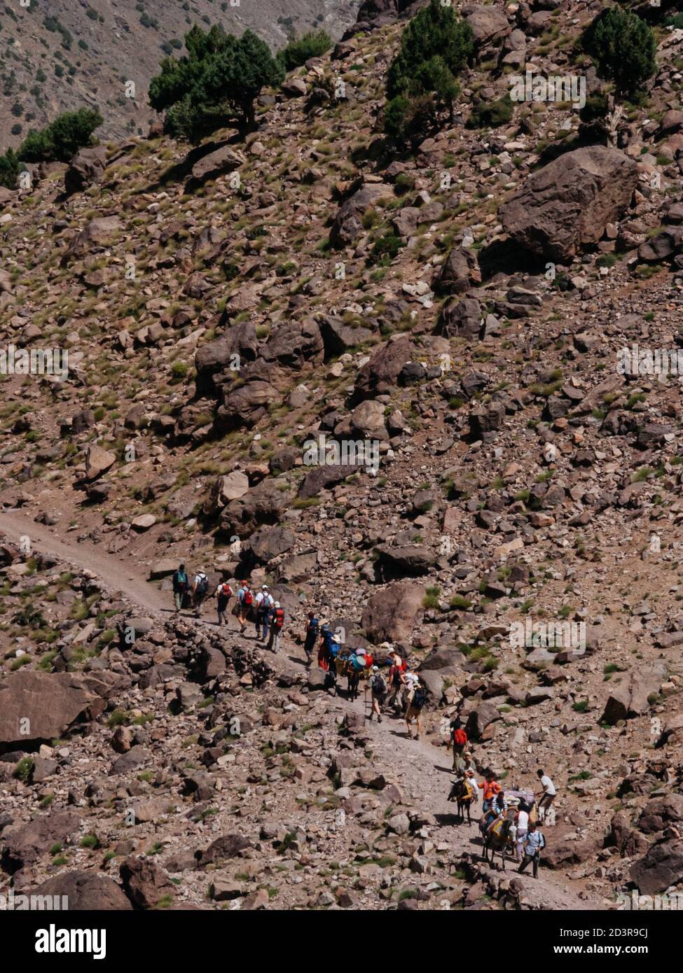 Trekking In Morocco Atlas Mountains – Toubkal Climbing Stock Photo