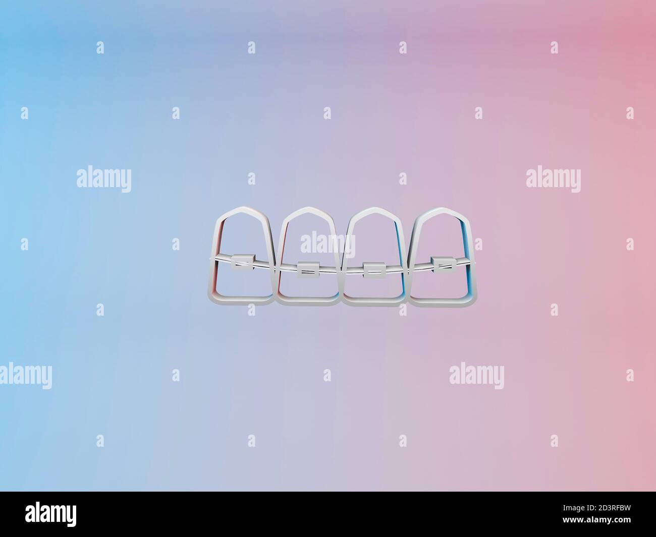 3D rendering of a simple teeth braces icon on a colorful background ...