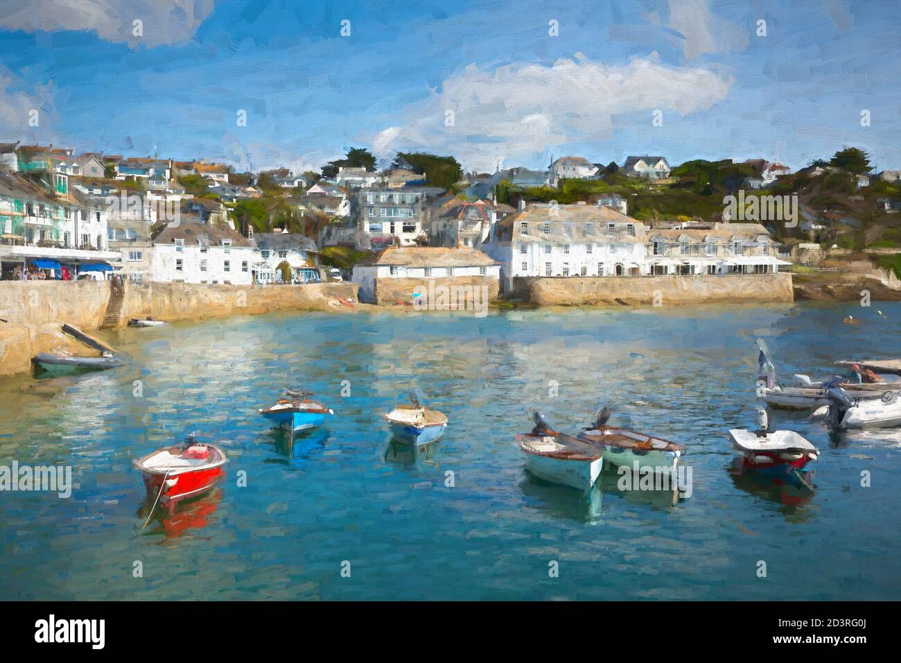 St Mawes Cornwall Roseland Peninsula England UK illustration like oil painting Stock Photo