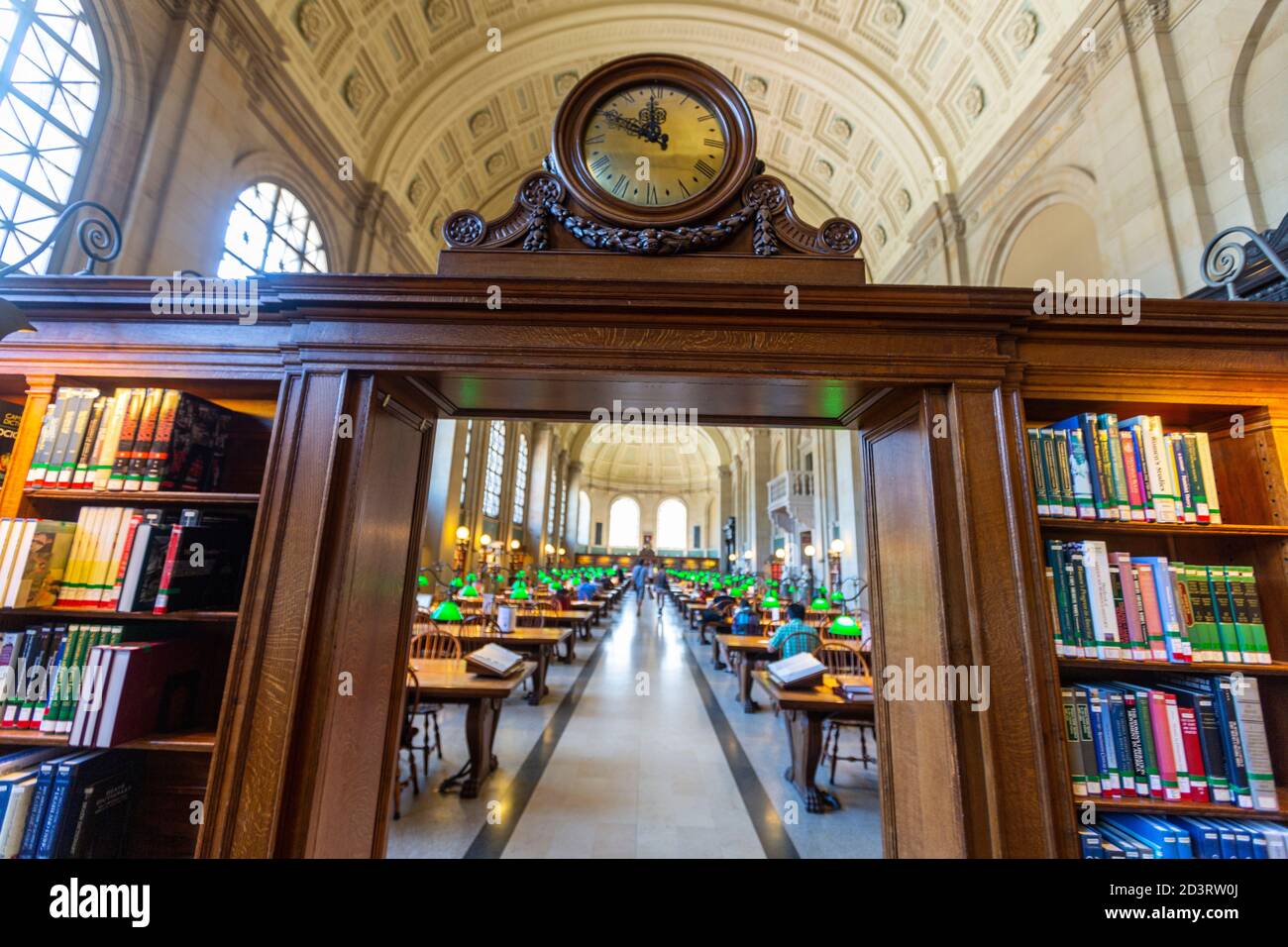 Reading Room , McKim Building, Copley Square, , Boston Public Library, Boston, Massachusetts, USA Stock Photo