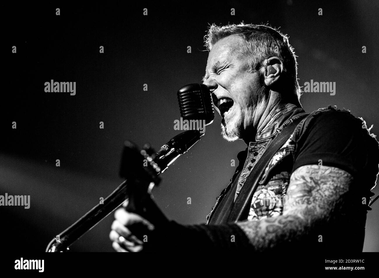 Copenhagen, Denmark. 03rd, February 2017. The American heavy metal band Metallica performs live concerts at Royal Arena in Copenhagen as part of the WorldWired Tour 2016-2017. Here vocalist and guitarist James Hetfield is seen live on stage. (Photo credit: Gonzales Photo - Lasse Lagoni). Stock Photo