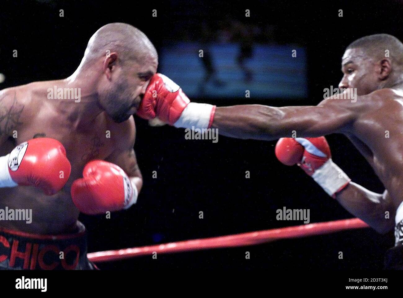 i live Surrey Sodavand Former IBF champion Diego "Chico" Corrales (L) of Sacramento, California  gets hit by a jab thrown by WBC super featherweight champion Floyd  Mayweather Jr. of Grand Rapids, Michigan during the sixth round