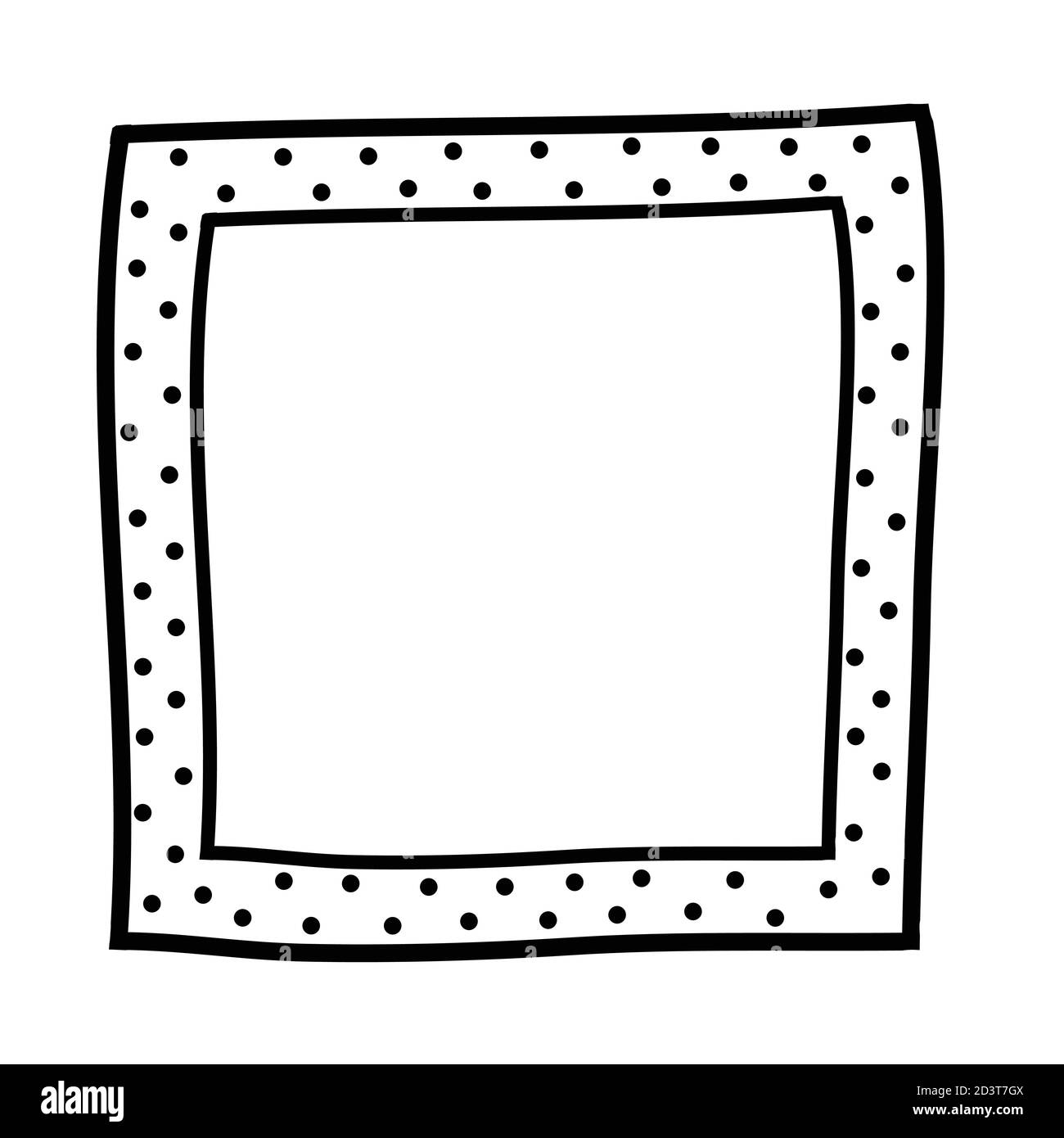 Polka dot dotted square frame. Black and white design element for decoration.  Simple doodle border colorless copy space Stock Vector Image & Art - Alamy