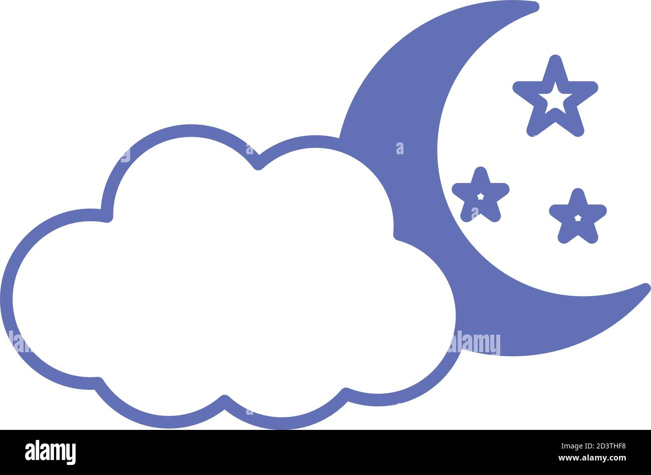 moon with cloud and stars line and fill style icon vector design Stock ...