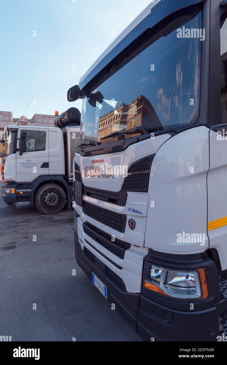 Trucks, Genoa, Liguria, Italy, Europe Stock Photo