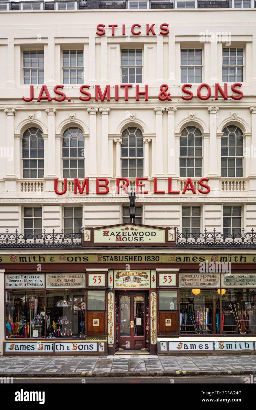 Stick and Umbrella emporium in New Oxford Street, Bloomsbury in London