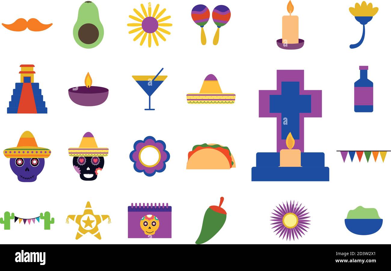 mexican flat style icon collection vector design Stock Vector Image ...
