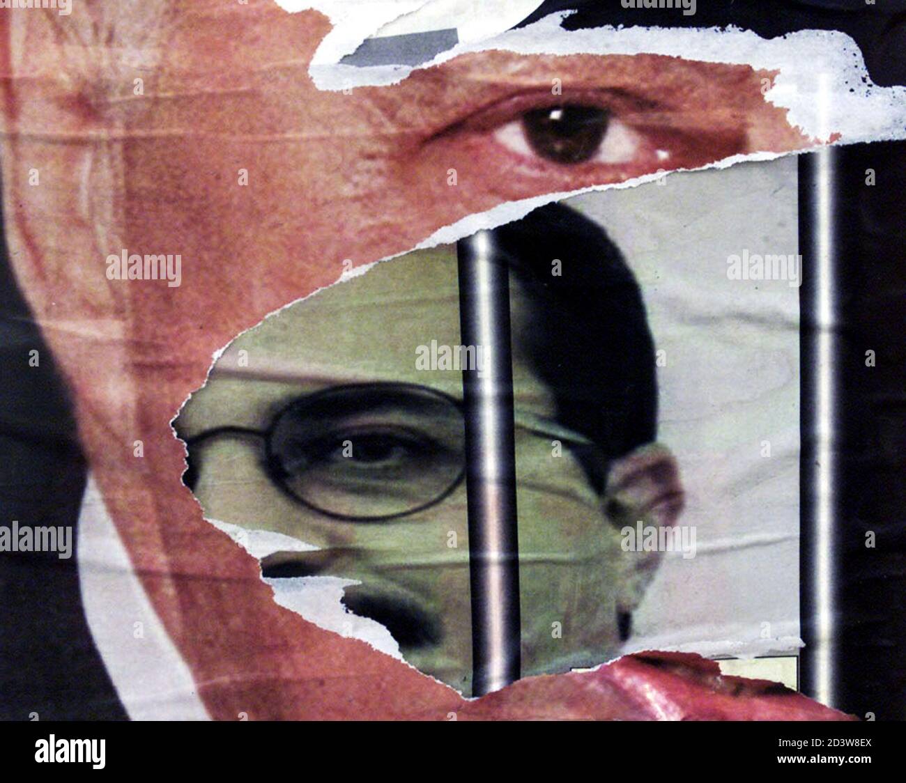 Torn Election Poster Of Israeli Prime Minister Sharon Merges With Torn Poster Of Israeli Arab Law Maker Ahmed Tibi In Jerusalem Stock Photo Alamy
