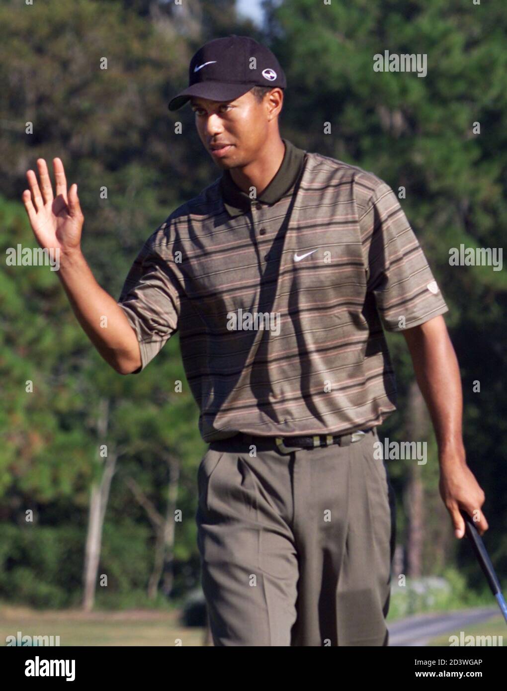 Tiger Woods Reacts To His Birdie On The Fifteenth Hole During The Second Round Of Play In The National Car Rental Golf Classic October 27 2000 Woods Finished The Round With A