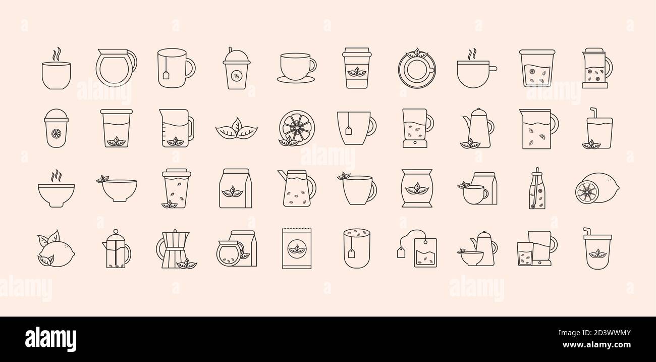 tea line style icon collection vector design Stock Vector Image & Art ...