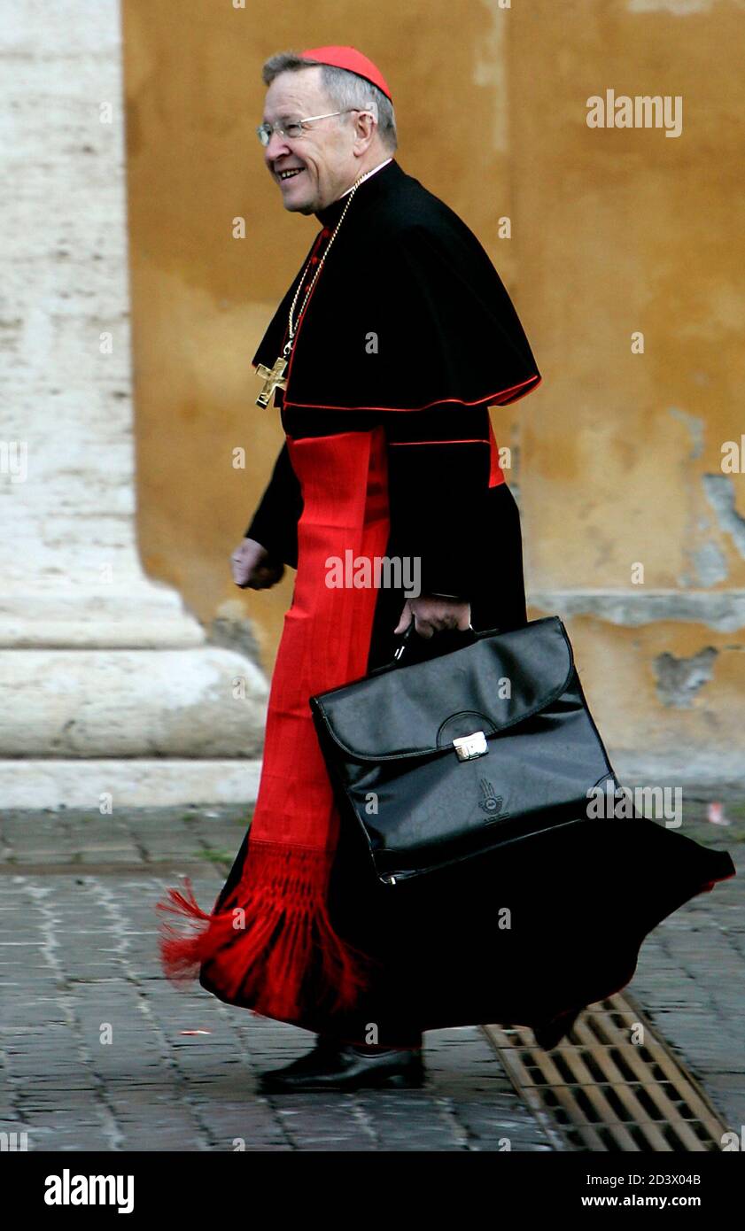 Cardinal Walter Kasper of Germany arrives for the general congregation  meeting in the Vatican April 13, 2005. [Roman Catholicism's conclave to  elect the new Pope will start next Monday, April 18, 2005,