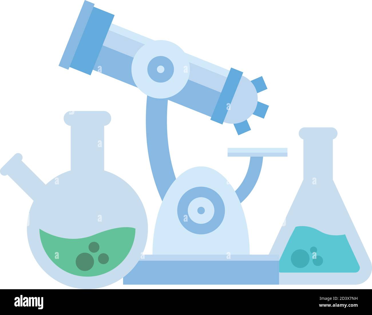 chemistry flasks and microscope design, science and laboratory theme Vector illustration Stock Vector
