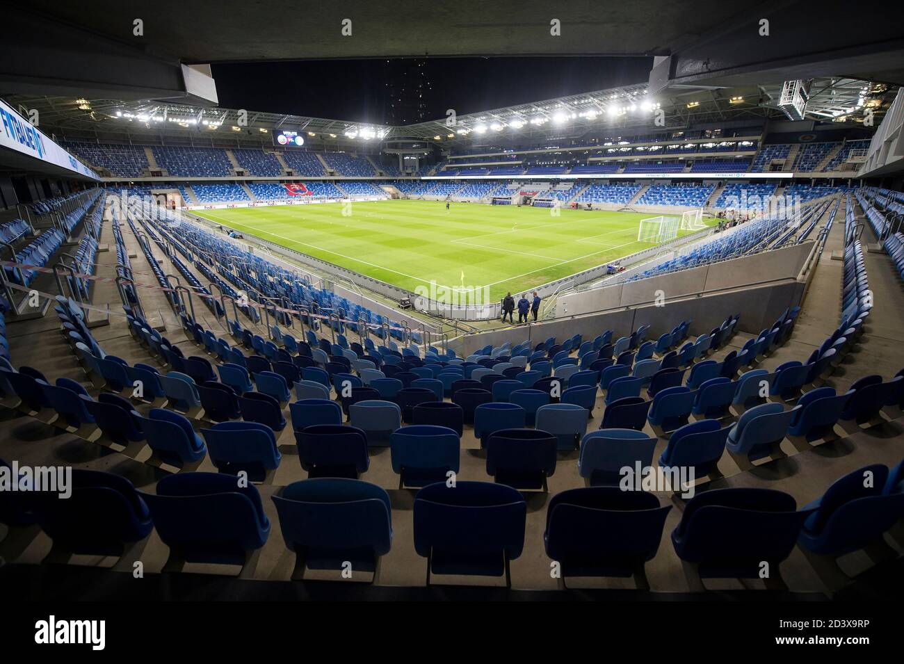 General view of the empty stadium before the UEFA Euro 2020 Play-Off semi final match at the Narodny Futbalovy, Bratislava. Stock Photo