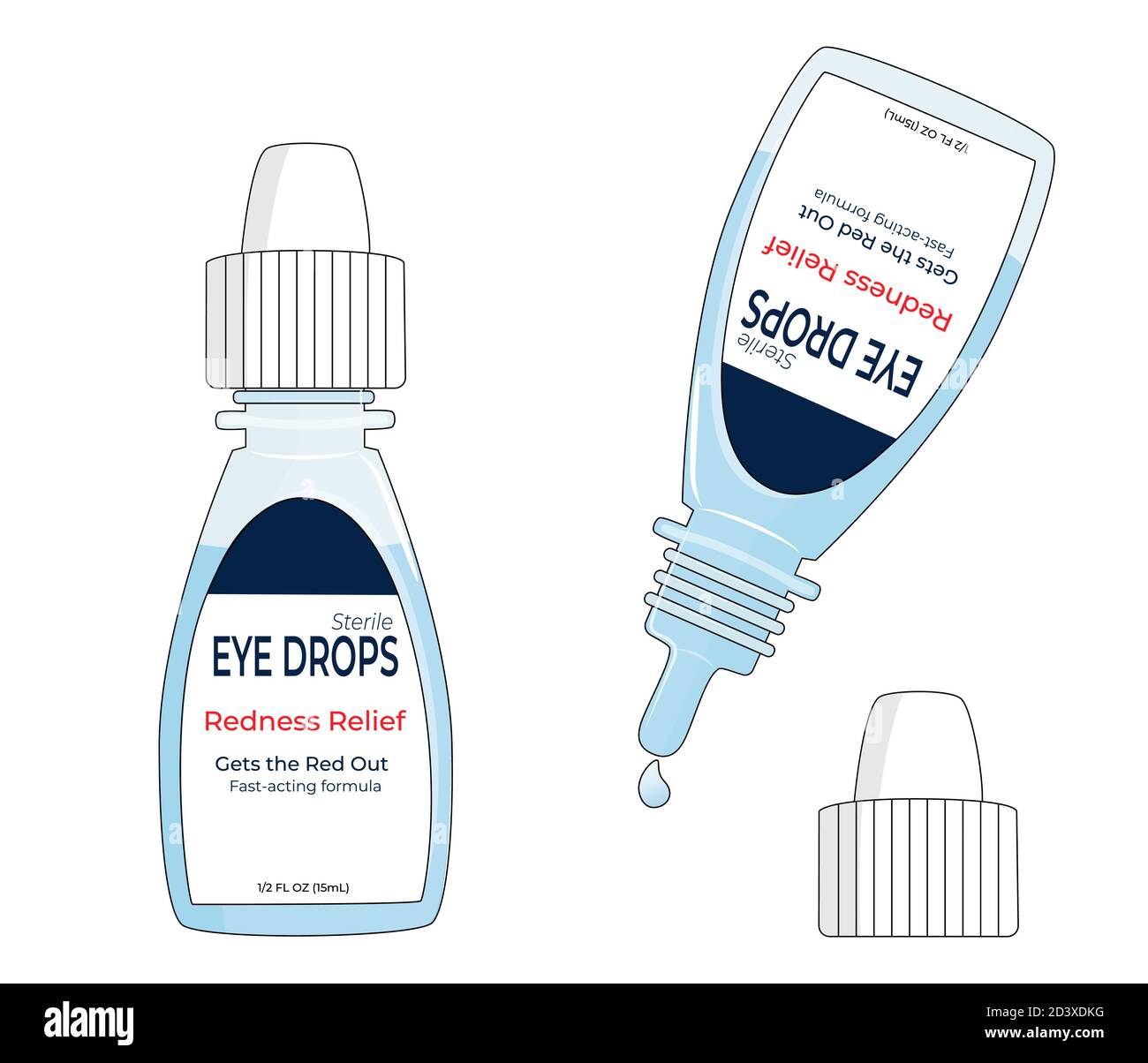 Eye drops bottle isolated on white background, vector illustration. Stock Vector