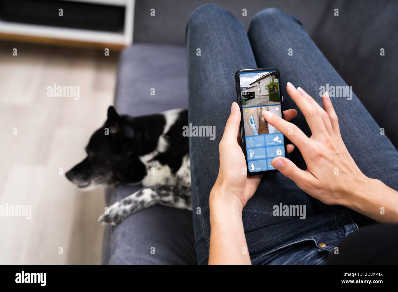 Smart House CCTV Security Camera App On Mobile Phone Stock Photo