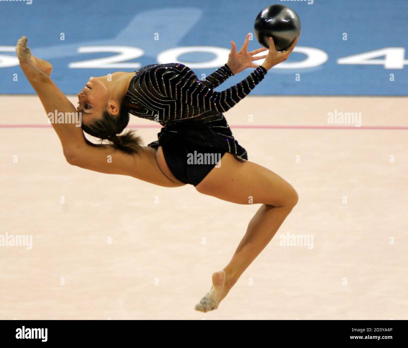 Almundena Cid Of Spain Performs Her Individual All Round Ball Routine In The Rhythmic Gymnastics Competition At The Athens 2004 Olympic Games August 26 2004 Reuters Kimimasa Mayama Km Aa Stock Photo Alamy