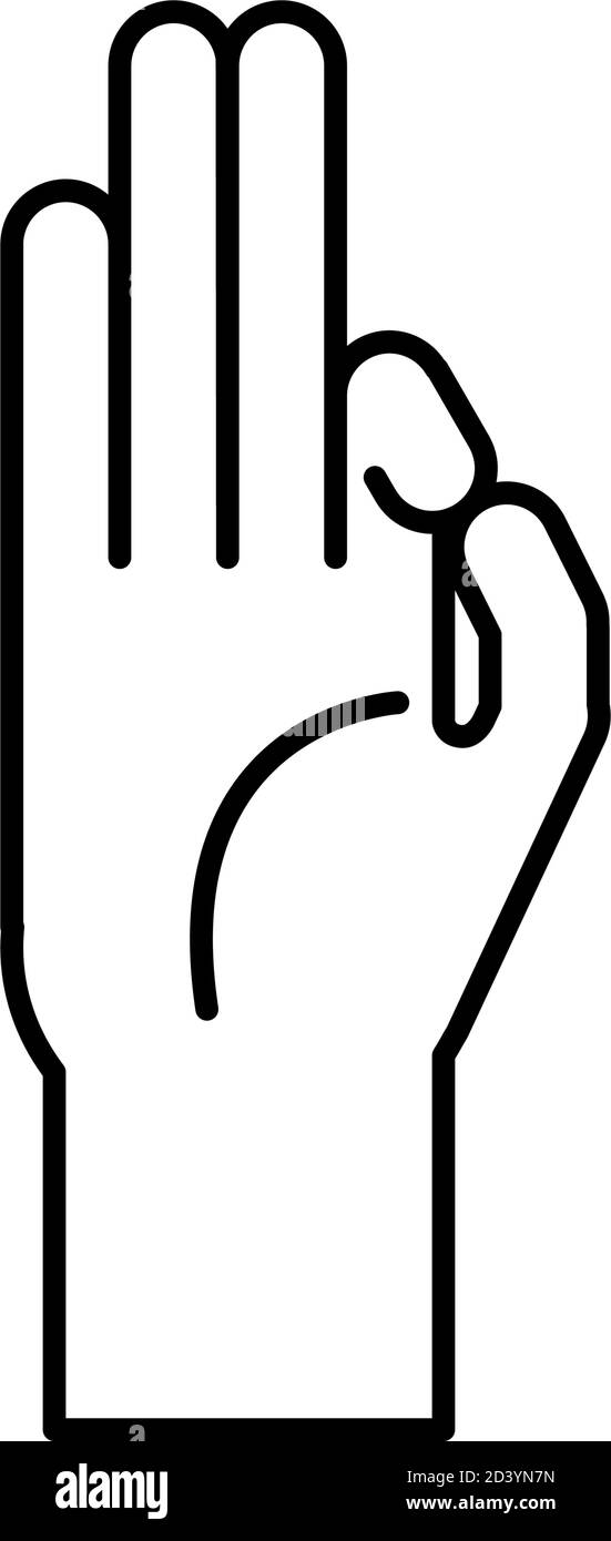 hand sign language f line style icon design of People help and finger ...