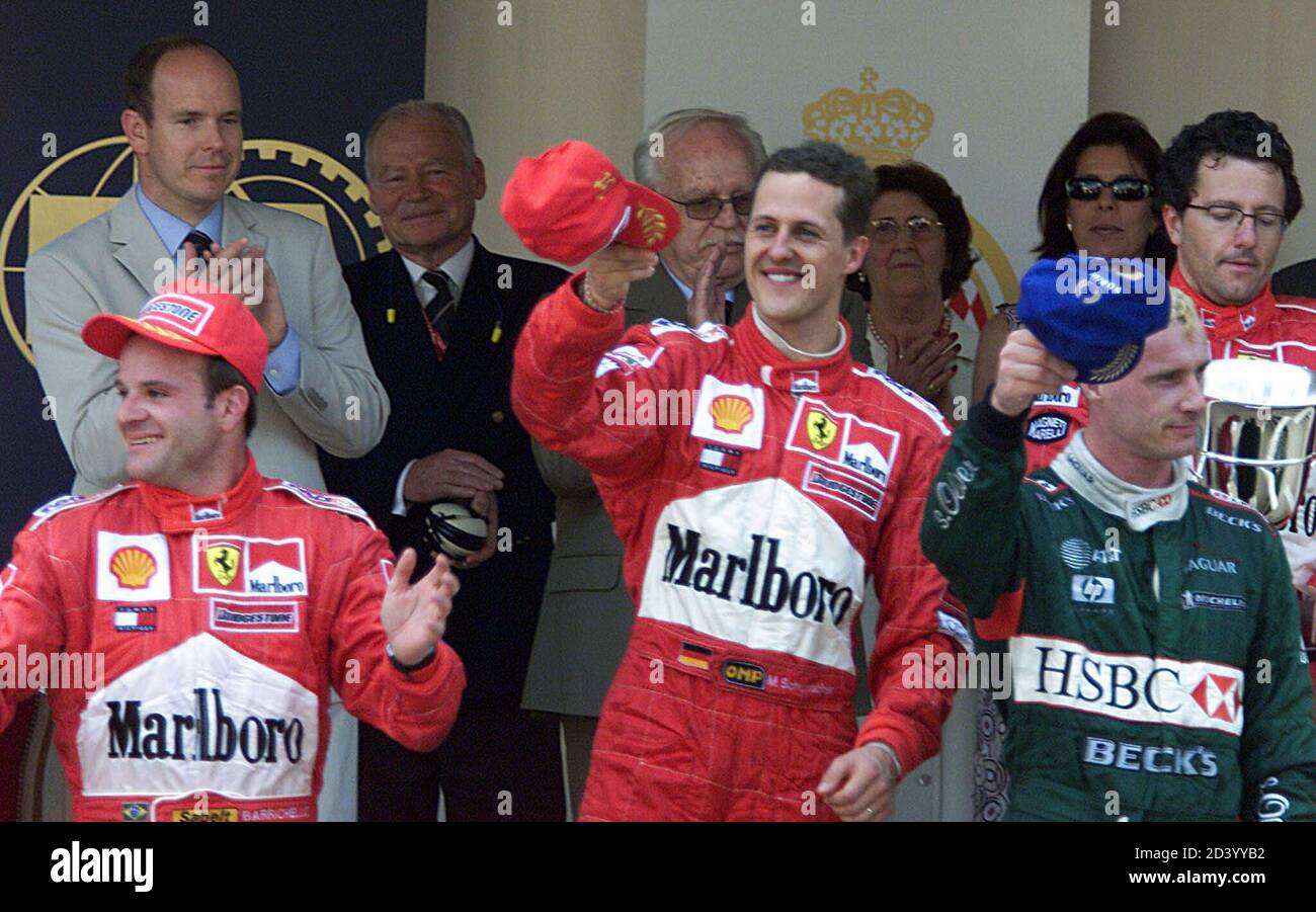 Michael schumacher and rubens barrichello celebrates on the podium hi ...