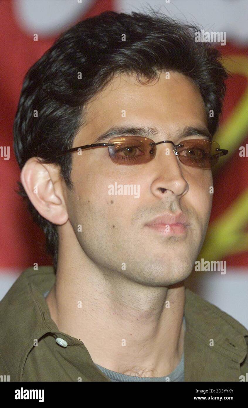 Bollywood superstar Hrithik Roshan waits to field questions at a news  conference in Calcutta on July 22, 2001. Roshan, who made a blockbuster  debut last year with 