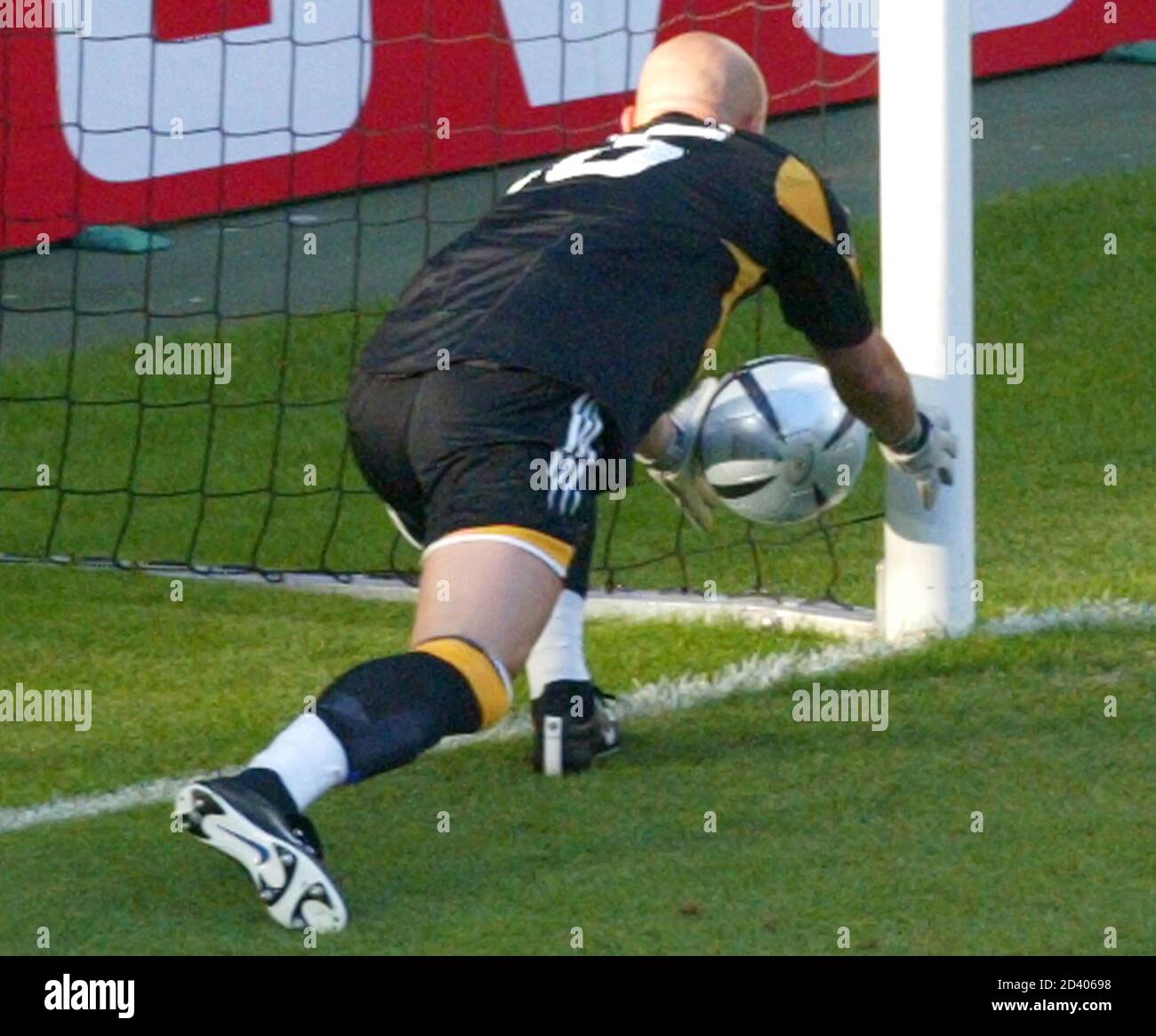 French Goalkeeper Barthez Makes A Save On A Goal Line During The Euro 04 Quarter Final Soccer Match Against France In Lisbon France S Goalkeeper Fabien Barthez Makes A Save On The Goal Line