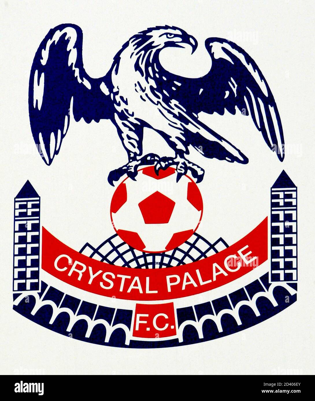 The logo of English soccer club Crystal Palace is seen outside Selhurst  Park stadium in south London, July 17, 2004. [Britain's Guardian newspaper  reported on Saturday that Libyan leader Muammar Gaddafi, who