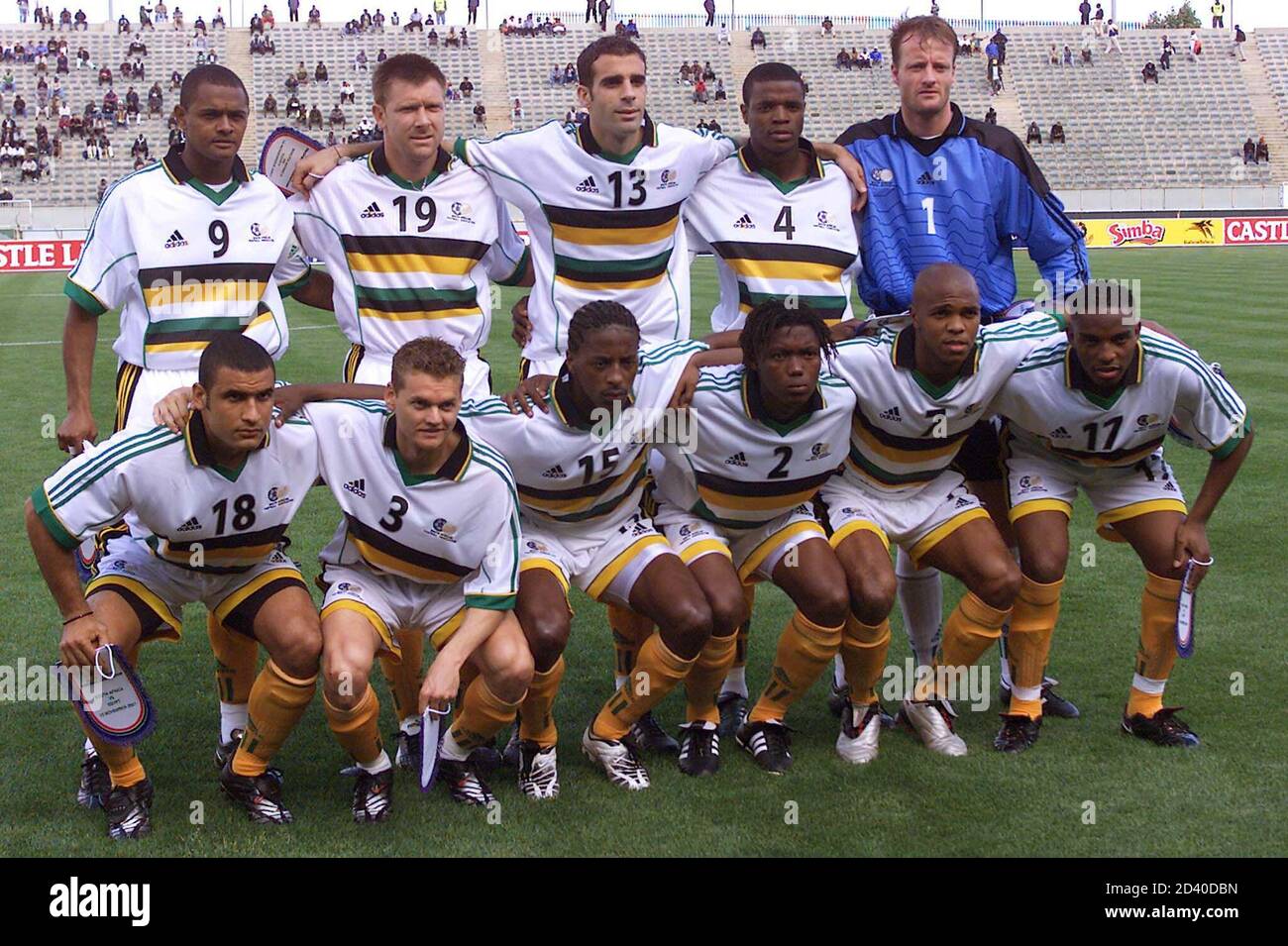 Wcup World Cup 2002 Preview Team Groups South Africa S Bafana Bafana International Soccer Team Back Row L To R Shaun Bartlett Eric Tinkler Pierre Issa Aaron Mokoena Hans Vonk