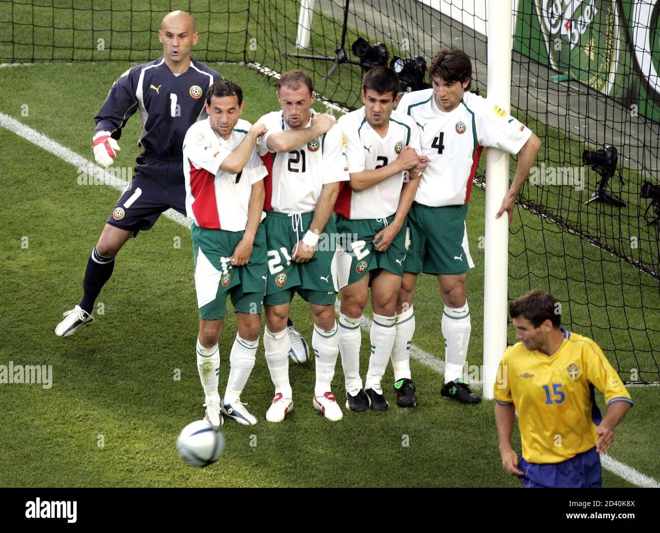 Bulgaria S Players Shield Their Goal With A Wall From Sweden S Indirect Free Kick Inside The Penalty Area During Their Group C Euro 04 Soccer Match Against Bulgaria At Jose Alvalade Stadium In Bulgaria S Players Shield Their Goal With A Wall From Sweden S Indirect Free Kick Inside The Penalty Area During Their Group C Euro 04 Soccer Match Against Bulgaria At Jose Alvalade Stadium In