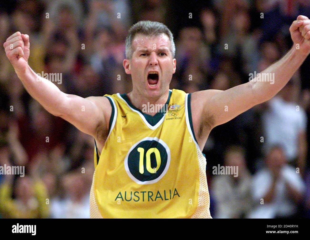 Australian Captain Andrew Gaze Celebrates After Hitting A Three Point Shot During The Men S Preliminary Basketball Match Against Spain At The Olympic Games In Sydney September 25 2000 The Xxvii Olympiad Continues To