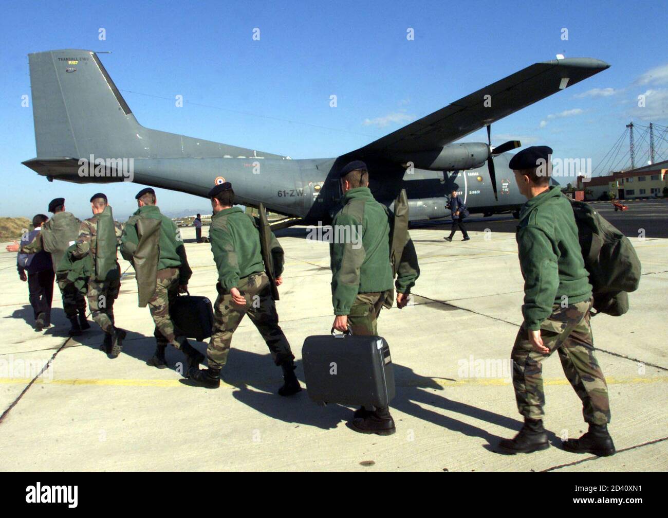 French marines from the 21st RIMA brigade of Frejus board a C-160 Transall  military transport plane at the military base of Istres, near Marseille in  southern France, bound for Mazar-i-Sharif in northeastern