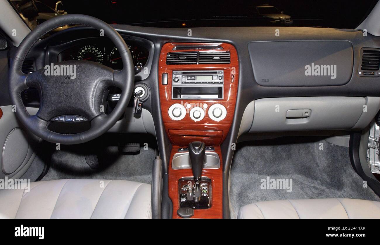 The interior of the Mitsubishi 2004 Diamante is displayed at the 2003 New  York International Auto Show on April 16, 2003. Mitsubishi introduced three  new vehicles at the annual show. PP03040049 REUTERS/Chip