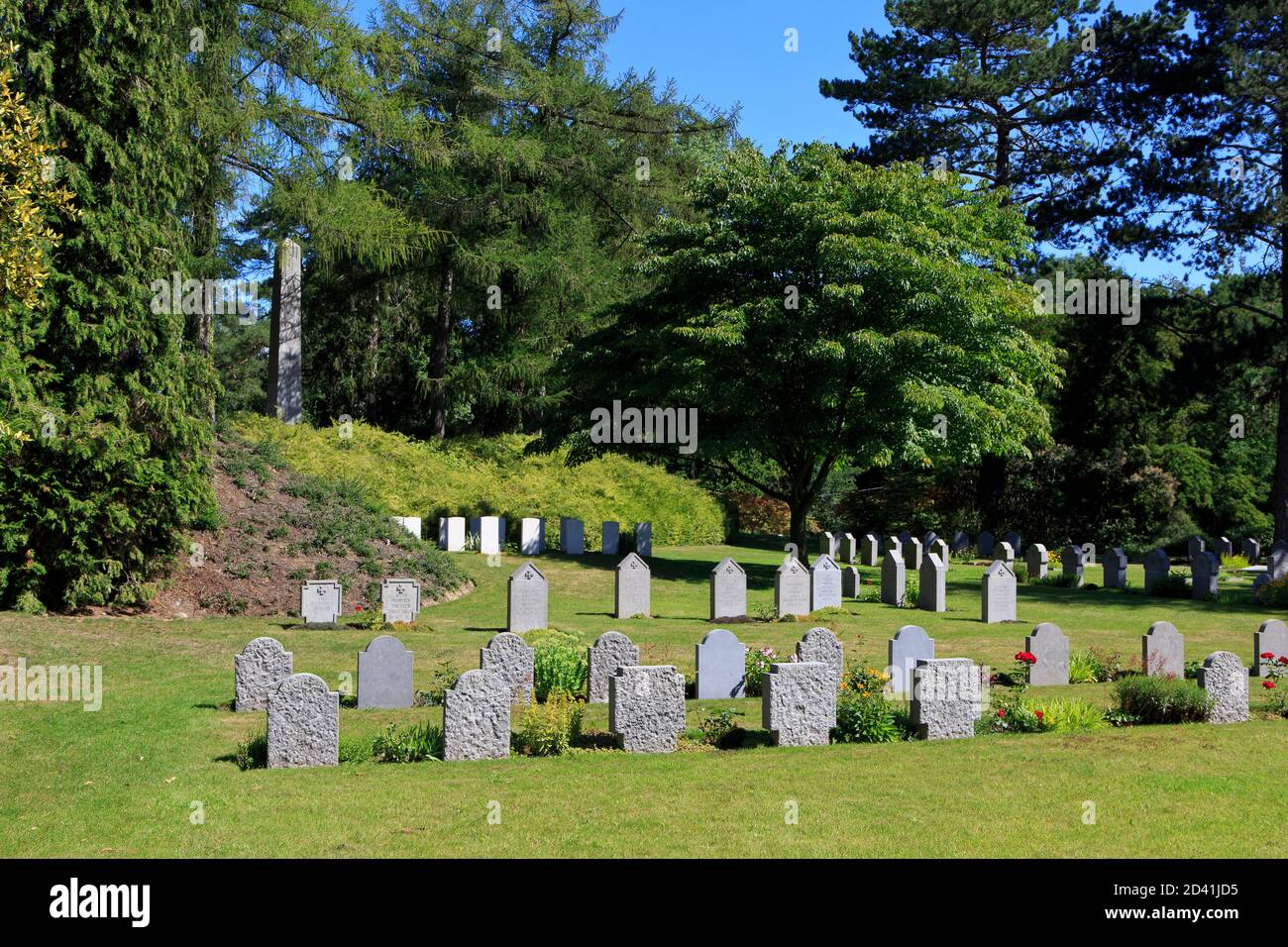 German World War I tombstones at St. Symphorien Military Cemetery in Mons, Belgium Stock Photo