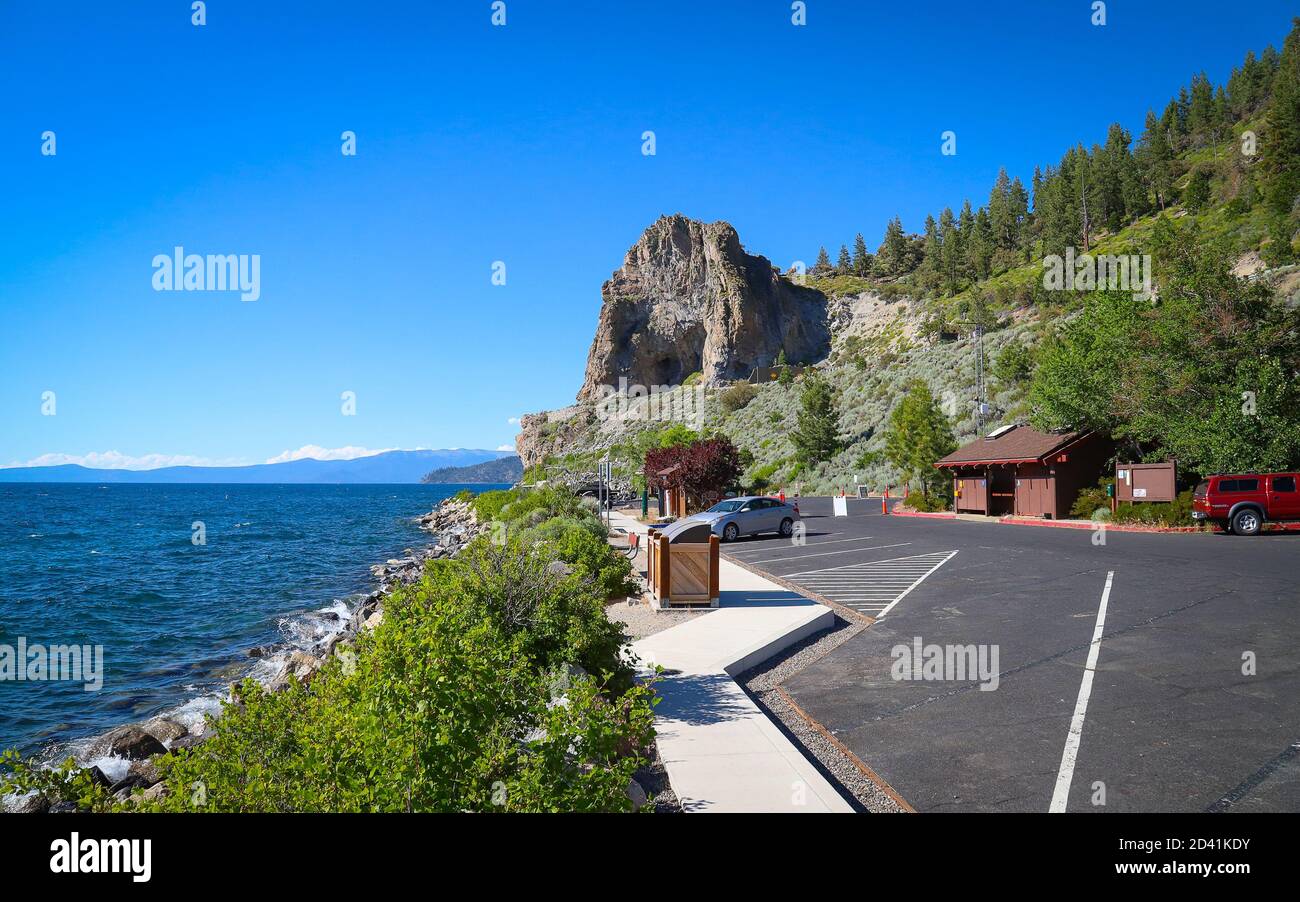 LAKE TAHOE, NEVADA, UNITED STATES Jul 06, 2018 Cave Rock dominates