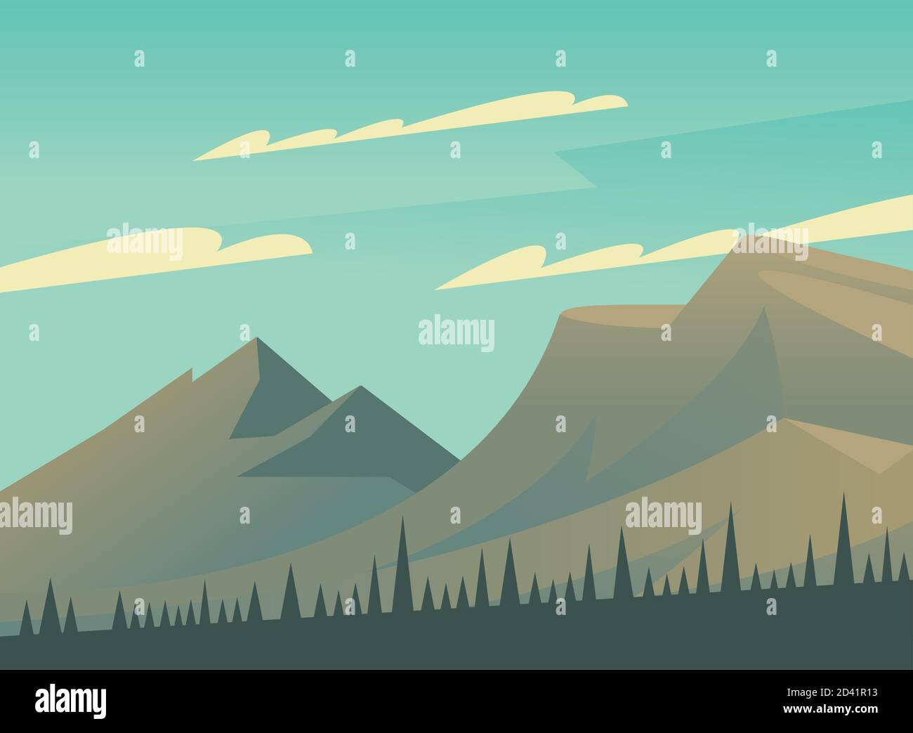 Landscape of mountains and pine trees design, nature and outdoor theme ...