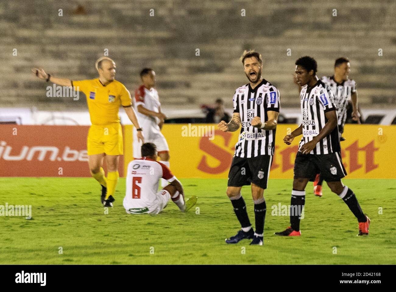 Campina Grande, Brazil. 15th Mar, 2020. Marcelinho Paraíba gives an  interview during a game between Perilima and Centro Sportivo Paraibano  (CSP), held this Sunday afternoon (15th) at the Ernani Sátyro stadium in