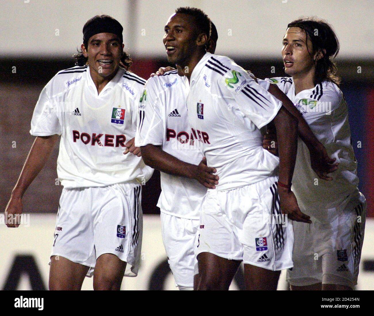 Viafara Of Once Caldas Celebrates With Team Mates After Scoring Against San Lorenzo During Libertadores Cup Match In Buenos Aires Jhon Viafara C Of Colombia S Once Caldas Celebrates With Team Mates Dayro