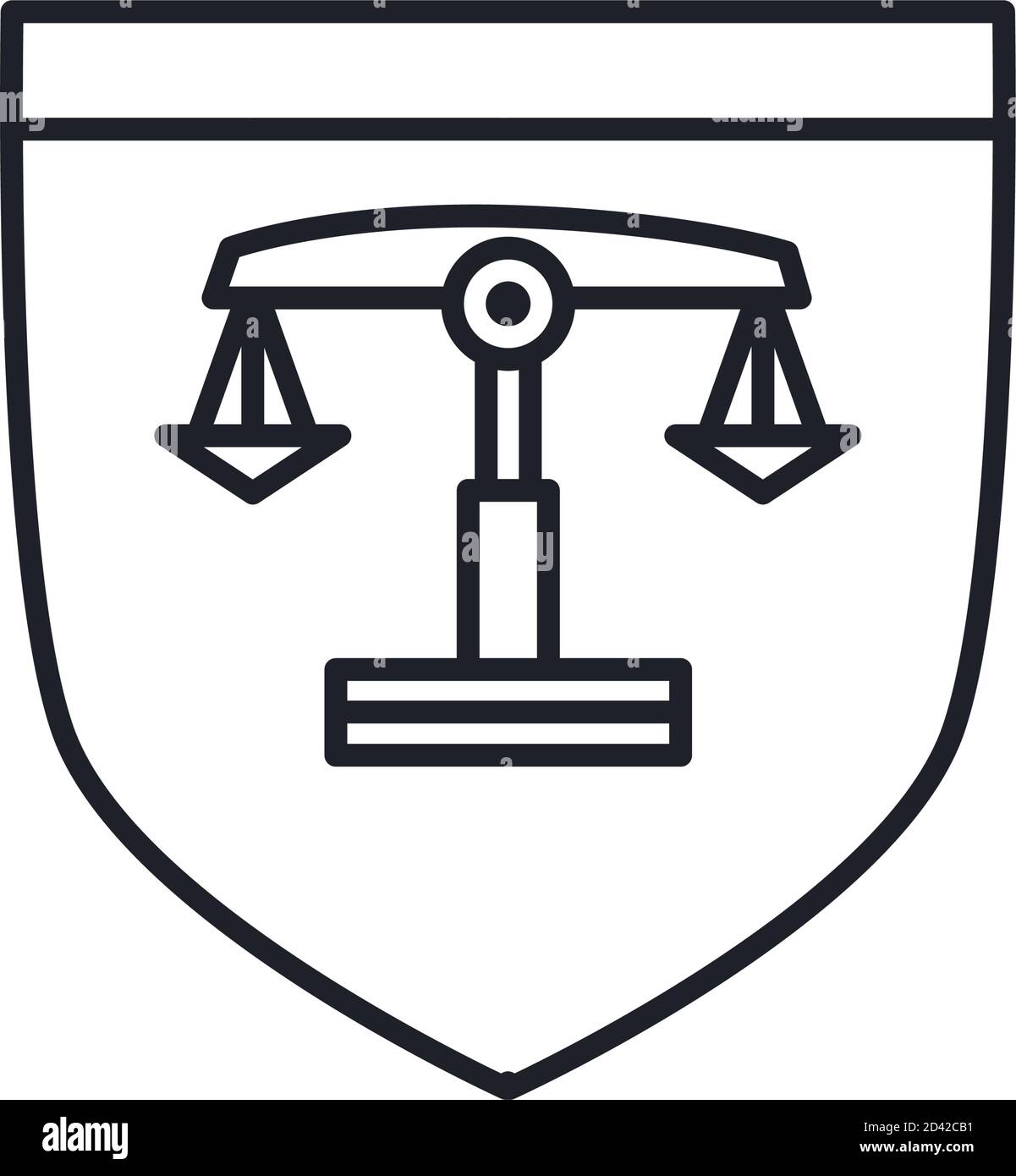law scale in shield line style icon design, justice legal and human ...