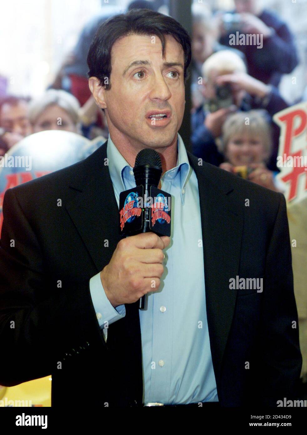 Sylvester Stallone appears at Planet Hollywood in New York City to celebrate the opening of his car racing drama "Driven" April 26, 2001. "Driven" opens in theaters nationwide April 27th. SS/JP Stock Photo