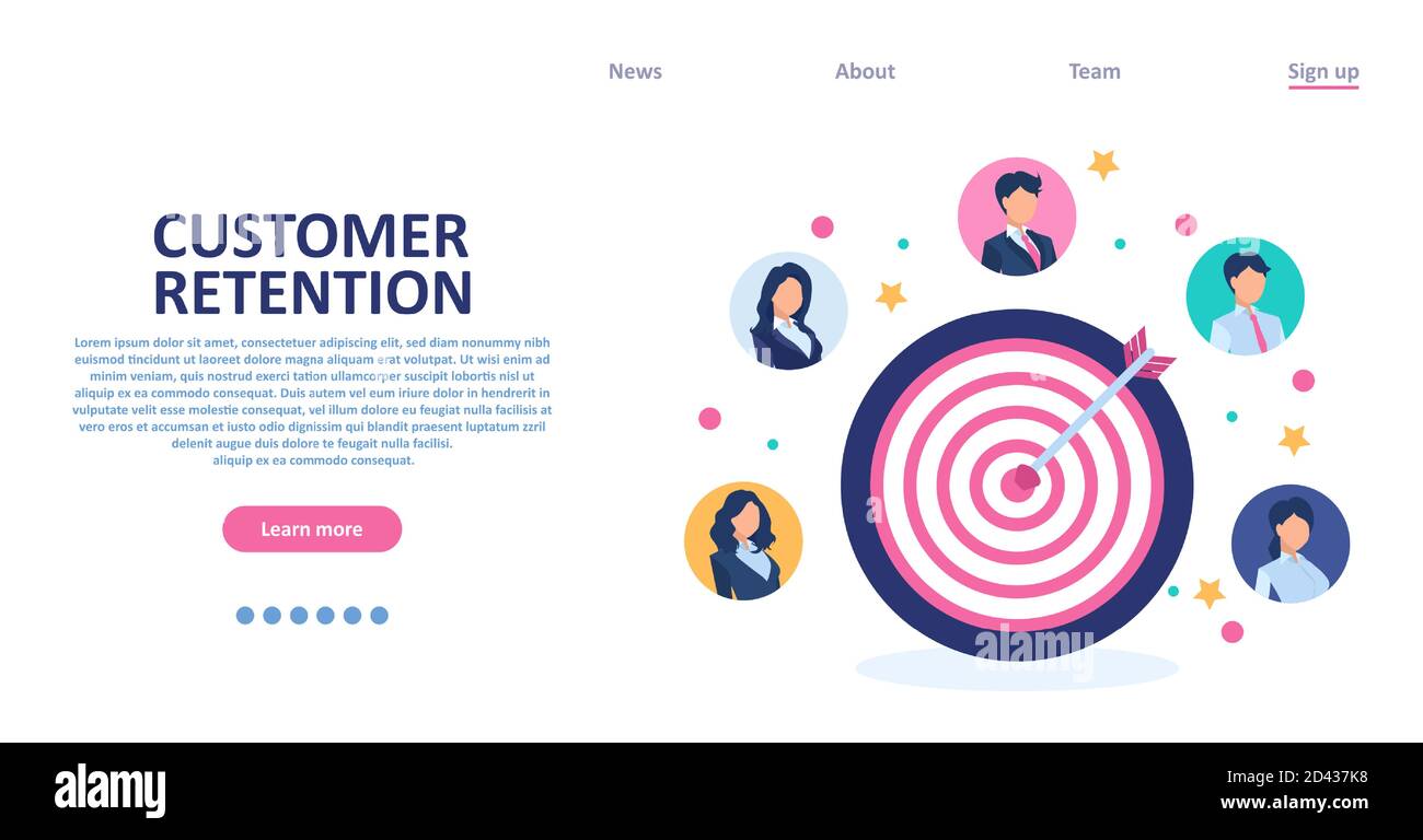 Customer retention concept. Vector of a target audience in a successful business strategy Stock Vector