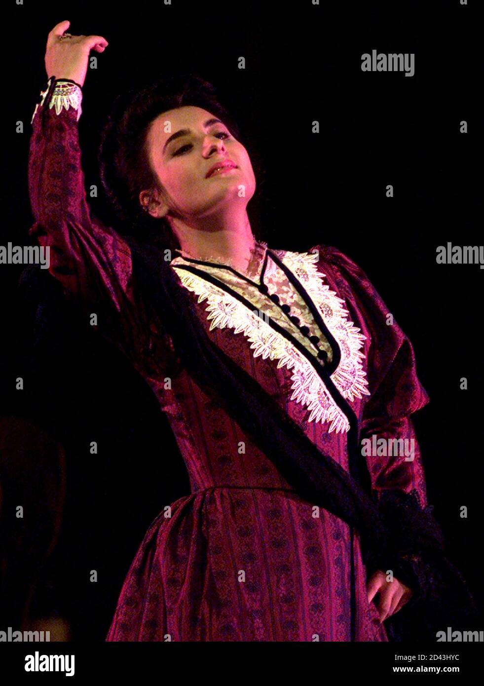 Carmela Remigio performs as " Mrs. Alice Ford" during a dress rehearsal of  Guiseppe Verdi's opera "Falstaff" at the annual Salzburg Festival July 24,  2001. The first night of the play is
