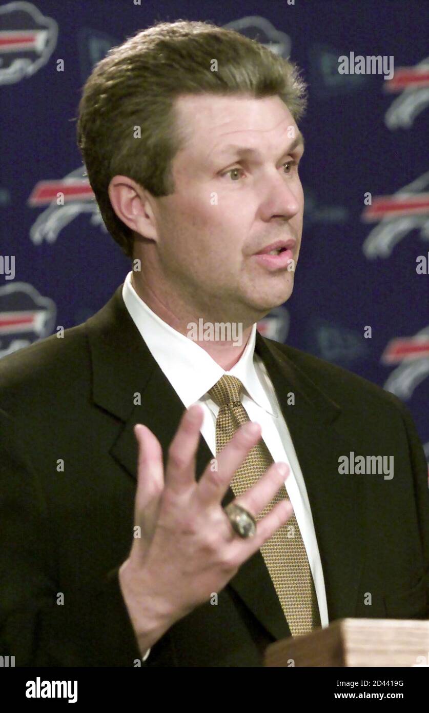 Buffalo Bills newly named head coach Gregg Williams speaks to the press at Ralph Wilson stadium in Orchard Park, New York, February 2, 2001. Williams has most recently been defensive coordinator for the Tennesee Titans and becomes the 12th head coach in Bills' franchise history.  JT/MMR Stock Photo