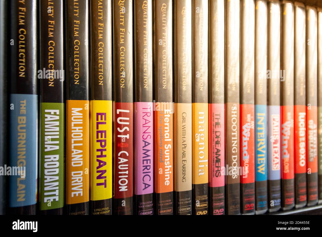 Afilm DVD quality DVD collection lined up next to each other Stock Photo