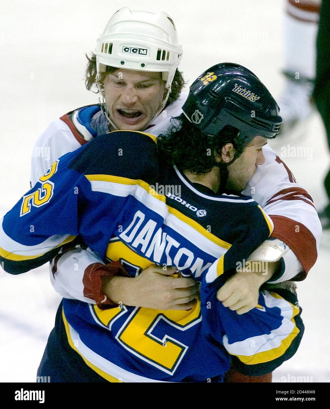 Phoenix Coyotes Shane Doan L And St Louis Blues Mike Danton Grapple With Each Other During The First Period Of Their Nhl Game In St Louis Fenruary 16 2004 Reuters Tim Parker Tp Jdp