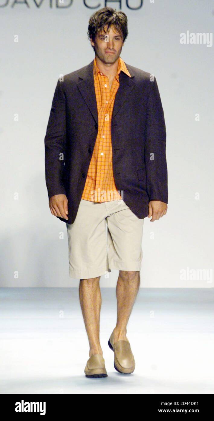 gray jacket khaki pants