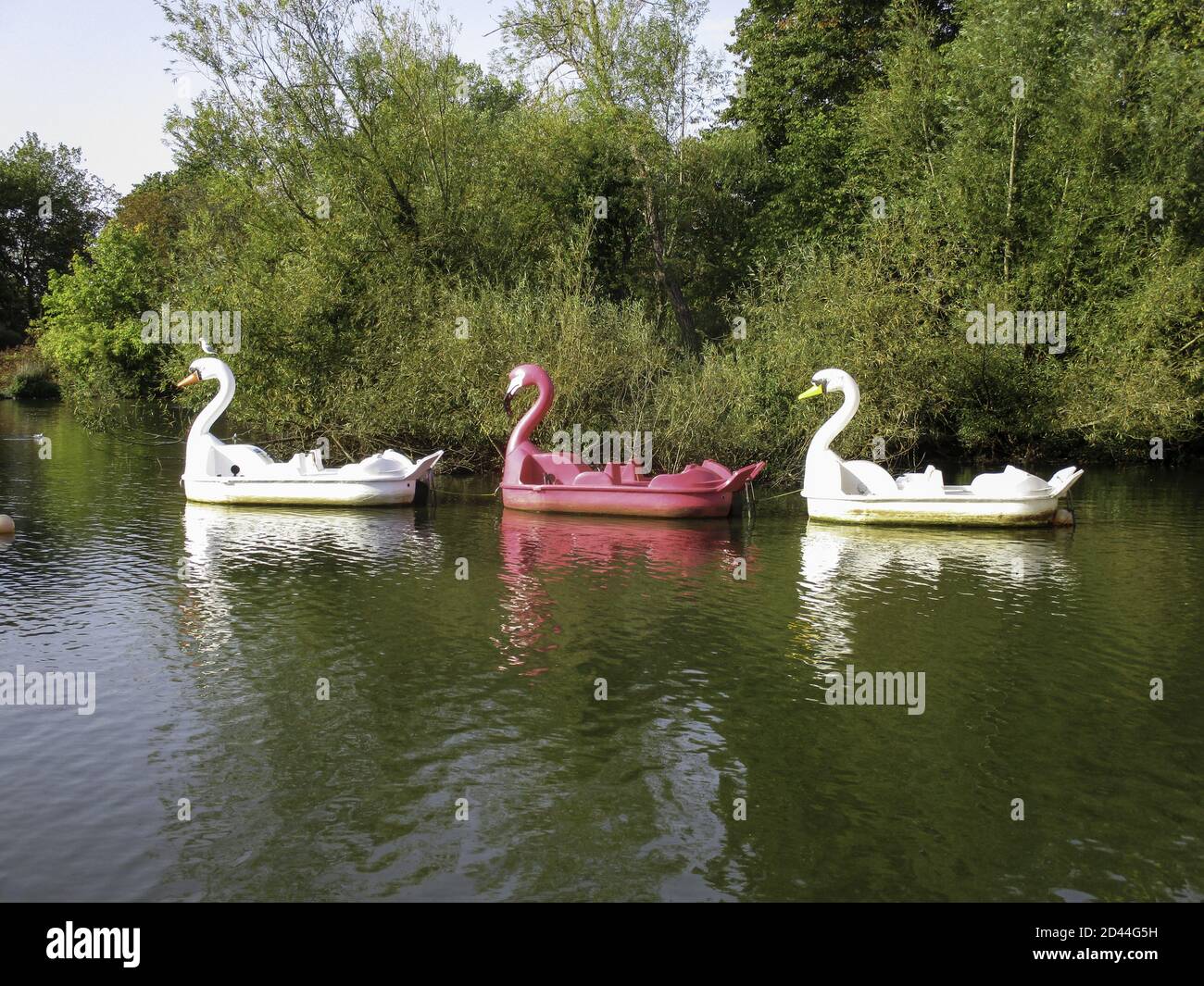 LONDON, UNITED KINGDOM - Sep 20, 2020: The pedalo's on the boating lake at Alexandra Palace, London Stock Photo