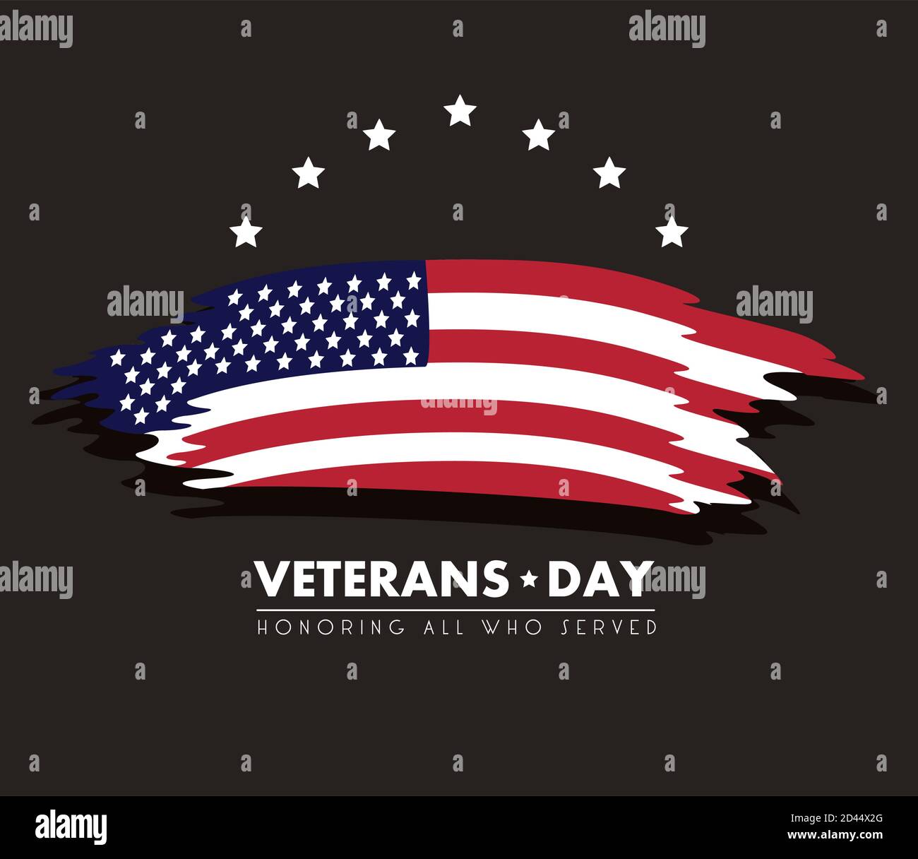 happy veterans day lettering with usa flag painted in black background ...