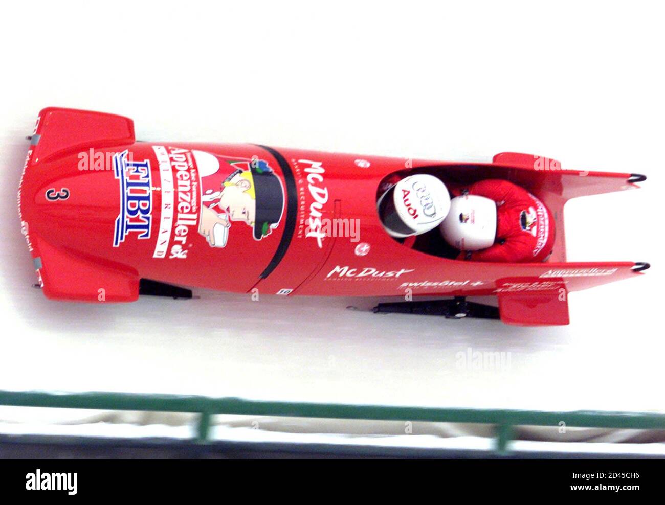 Switzerland's Francoise Burdet and brakeman Katrina Sutter race down the  course February 9, 2001, to win the Women's Bobsleigh World Championships  in Calgary. PP/MMR Stock Photo - Alamy