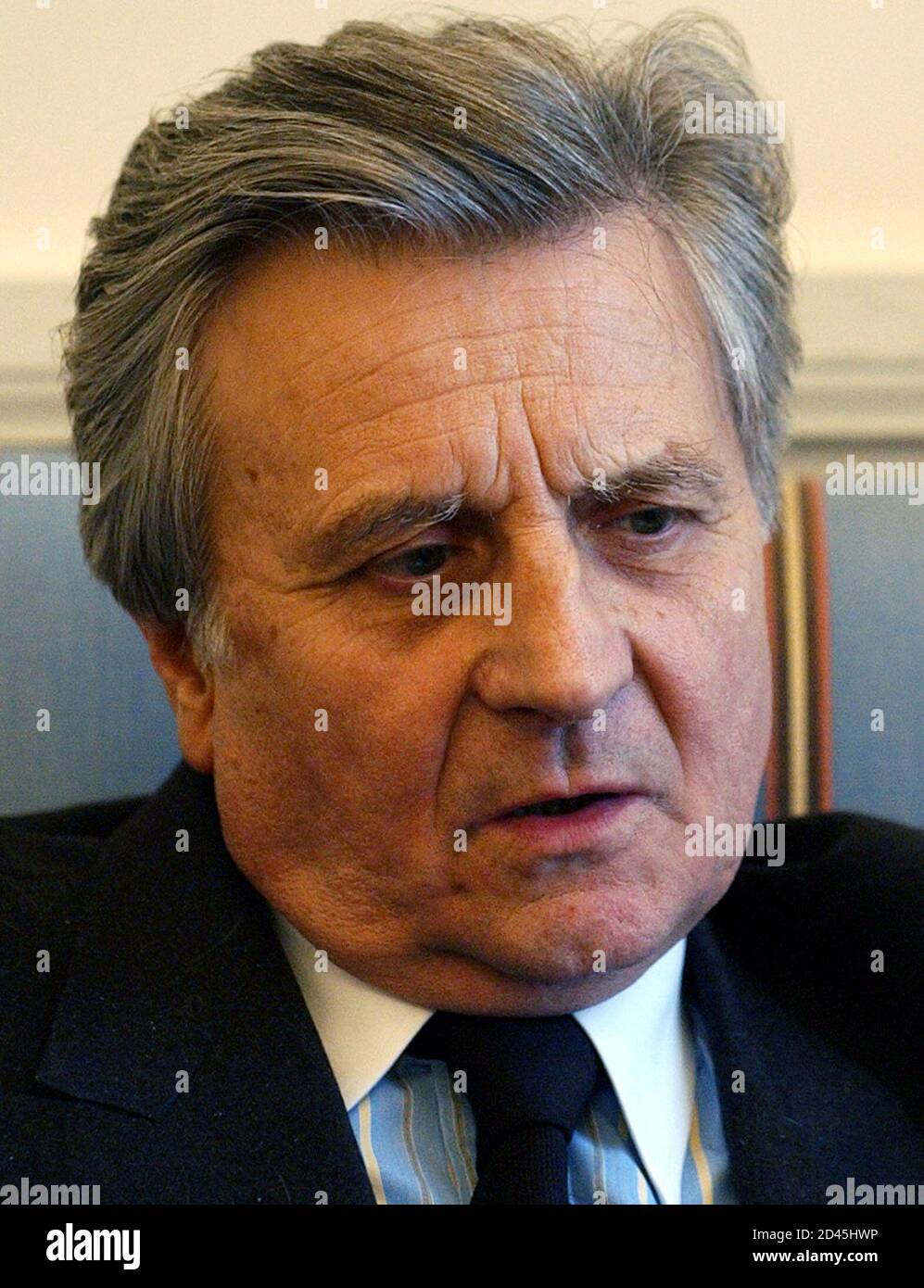 French governor of the Banque de France Jean Claude Trichet answers the  press, March 5, 2003, after a meeting at the financial comittee to reafirm  that the reorganization of the Central Bank